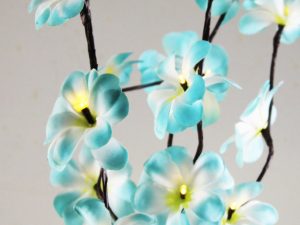 1 Set of 50cm H 20 LED Blue Frangipani Tree Branch Stem Fairy Light Wedding Event Party Function Table Vase Centrepiece Tropical Decoration