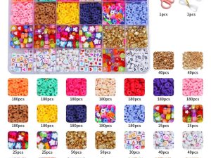 12 Colors 4000pcs DIY Ceramic Loose Bead Set 6mm Flat Round Polymer Clay Beads Jewelry Making Kit