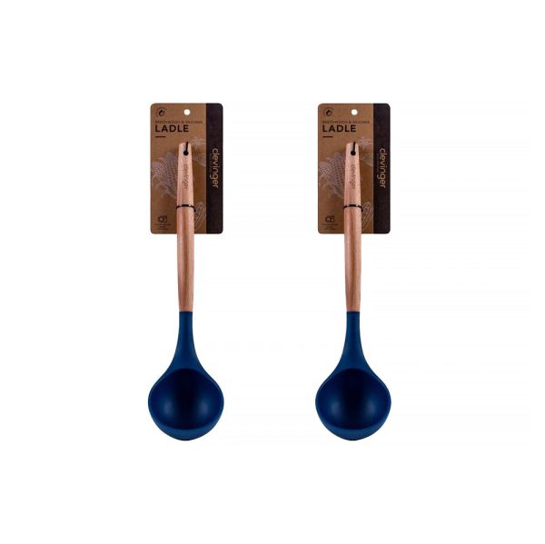 2 pcs Beechwood & silicone ladle navy