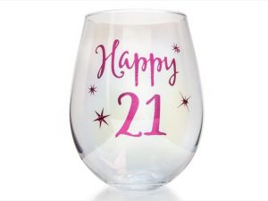 21st Birthday Irid Wine Glass