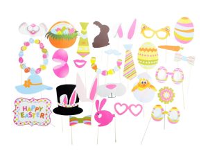 28pcs Easter Photo Booth Props Party Selfie Costume Rabbit Egg Bunny