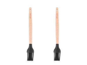 2pcs Beechwood & silicone basting brush charcoal