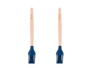 2pcs Beechwood & silicone basting brush navy