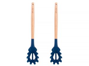 2pcs Beechwood & silicone pasta server navy