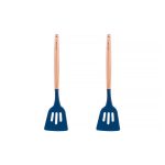 2pcs Beechwood & silicone slotted turner navy