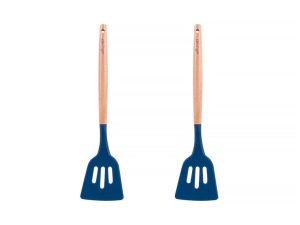 2pcs Beechwood & silicone slotted turner navy