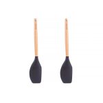 2pcs Beechwood & silicone spatula charcoal