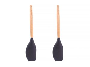 2pcs Beechwood & silicone spatula charcoal