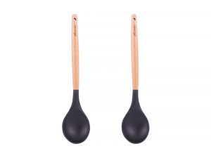 2pcs Beechwood & silicone spoon charcoal