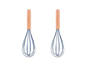 2pcs Beechwood & silicone whisk navy