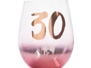 30th Birthday Blush Stemless Glass