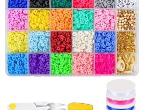 4000pcs 20 Colors Clay Bead DIY Jewelry Making Kit 6mm Flat Round Polymer Clay Ceramic Beads