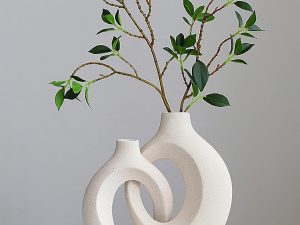 Ceramic Set of 2 Creative White Vases for Home Decor