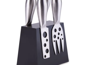 Clevinger Hobson 4 Piece Stainless Steel Cheese Knife Set With Magnetic Block