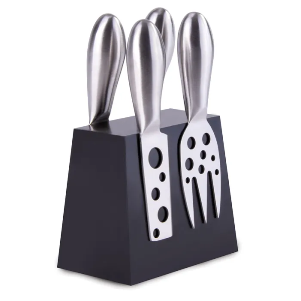 Clevinger Hobson 4 Piece Stainless Steel Cheese Knife Set With Magnetic Block