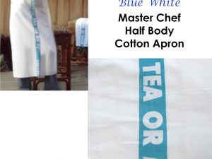 Tea or Me Blue White Master Chef Half Cotton Apron 86 x 96 cm