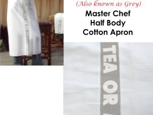 Tea or Me Taupe White Master Chef Half Cotton Apron 86 x 96 cm