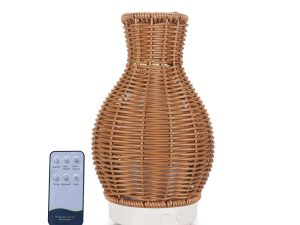 Essential Oil Aroma Diffuser and Remote - 100ml Rattan Vase Mist Humidifier