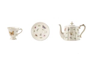 French coffee cup and saucer teapot set