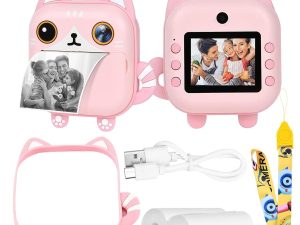 GOMINIMO Instant Print Camera for Kids with Print Paper and 32GB TF Card (Cat)