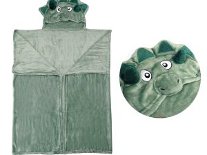 Hooded Wrap & Snuggle Animal Blanket Throw Rug Dinosaur