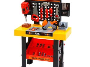 Keezi Kids Pretend Workbench DIY Tools 54 Piece Children Role Play Toys Black