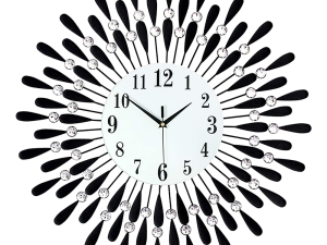 Large Modern 3D Crystal Wall Clock Luxury Art Metal Round Home Decor