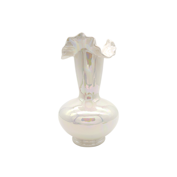 Mermaid Iridescent Ceramic Vase white