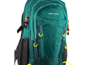 Pierre Cardin Mens Backpack Bag RFID Pocket Nylon Travel Sport Large - Green