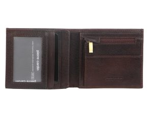 Pierre Cardin Mens Wallet Tri Fold Leather w/ RFID Protection - Chocolate