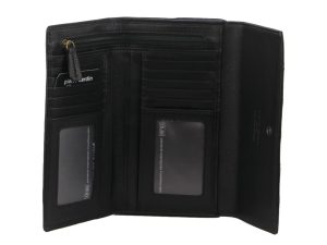 Pierre Cardin Womens Leather Tri-Fold Wallet RFID in Black