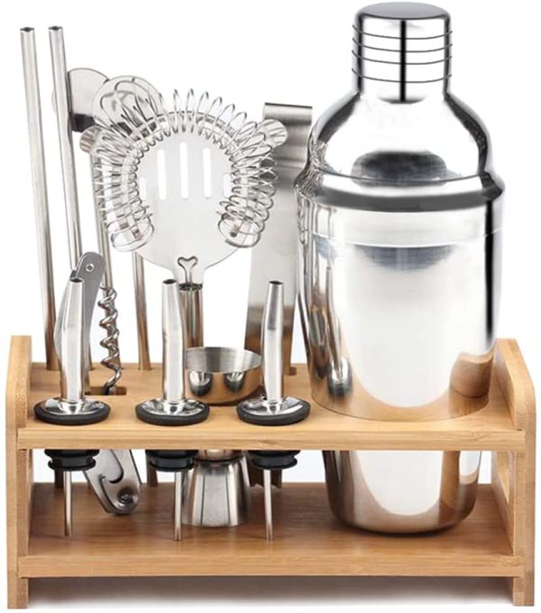 Steel Shaker Cocktail Bar Set Kit with 13 Pieces Bar Utensils