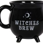 Witches Brew Black Cauldron Coffee Mug Cup With Moon & Stars