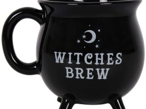 Witches Brew Black Cauldron Coffee Mug Cup With Moon & Stars